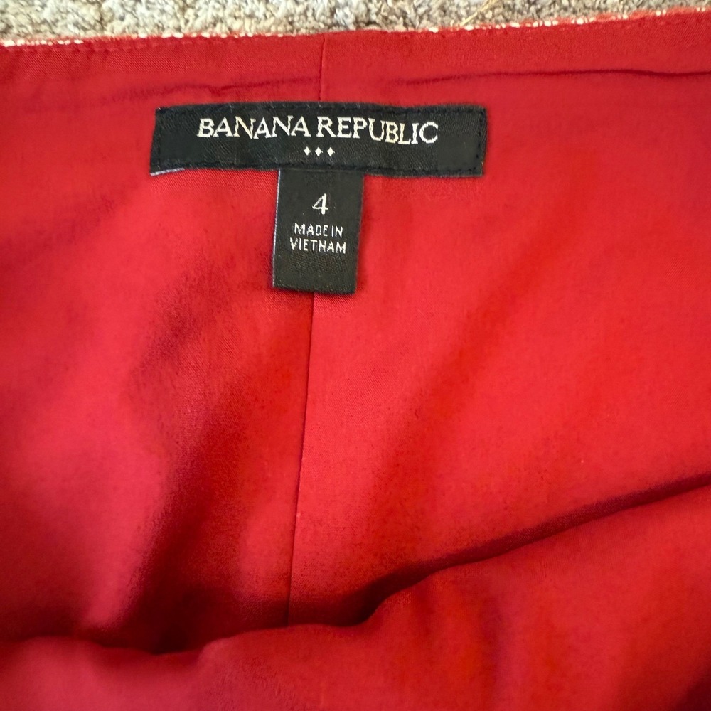 Banana Republic Red White Chevron Stripe Cotton Mini Skirt 4 211675-01 SUM16 - Picture 3 of 10